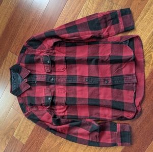 RED AND BLACK BUFFALO PLAID COTTON CASUAL SHIRT